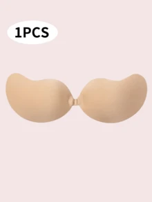 قطعة واحدة من حمالة الصدر اللاصقة بدون ظهر ذات اللون الأسود والبيج، قابلة لإعادة الاستخدام، ذات دعامة للرفع، مخفية وبدون أشرطة، مناسبة للحفلات والمناسبات الخاصة