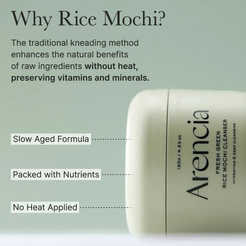 arencia Limpiador facial de mochi de arroz verde fresco de 120 g - Hidratante - Ver 1