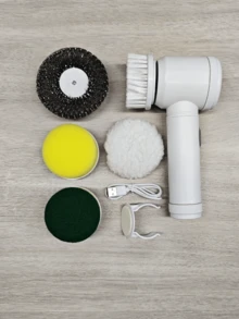 1pc Handheld Electric Cleaning Brush With 3pcs Or 5pcs Replacement Head Electric Spin Scrubber,Bathroom Cleaning Brush Power Scrubber For Kitchen, Bathroom Tub, Home,Shower Tile, Carpet Bidet, Cordless Spin Scrubber Household Suppliers Gadgets - Multicolor - View 2
