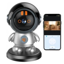 Cámara Interior, Cámara Robot WiFi 1080P para Segurid ad en el Hogar, Cámara para Mascotas, Monitor para Bebés con Aplicación, Cámara Giratoria Inteligente con Detección - Gris - Ver 2