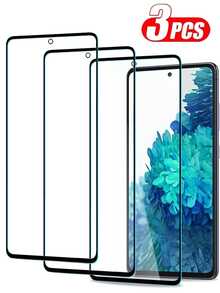 Paquete de 3 protectores de pantalla de vidrio templado con cobertura completa y desbloqueo por huella digital compatible con Samsung, alta definición, hidrofóbico y oleofóbico, resistente a los arañazos, fácil de limpiar, compatible con fundas de teléfono, compatible con Samsung Galaxy - transparente - Ver 35