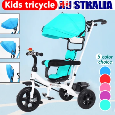 PORIYA Kids Tricycle 4-In-1 Convertible From Baby Stroller To Toddler Trike W/ Canopy Adjustable Parent Push Handle & Safety Bar  Ages 1-5 Years