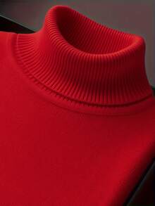 Men's Regular Shoulder Long Sleeve High Neck Sweater, Versatile For Daily Wear Knitted Pullover