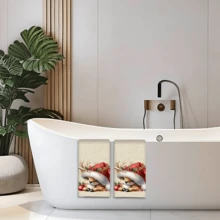 2/4 Pcs Deer Pattern Printed Dish Towels, Christmas Gifts, Christmas Decorations, Super Absorbent Microfiber Modern Towels For Cooking, Baking, Washing Dishes, Cleaning, Hand Towels, Kitchen Decor, Gifts For Neighbors, Mothers, Friends, Housewarming