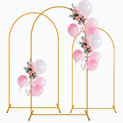 3Pack Metal Arch Backdrop Stand(7.2FT/6.6FT/6FT), Decorative Balloon Arch Stand, Easy Assembly Gold Wedding Arch, Stable Backdrop Arch Stand For Wedding Ceremony, Birthday Party, Baby Shower