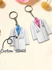 1pc Customized Acrylic Doctor Name Keychain, Personalized 2D Doctor Uniform Keychain, Gift For Doctors, Medical Students Graduation Gift, Doctor Coat Keychain, Unique Doctor Gift, Cute Nurse Keychain, Kawaii, Fanny, Cute Y2K, Fashion, Uniqlo, Casual, Customized, Personalized, Unique, Custom - Style 10 - View 4