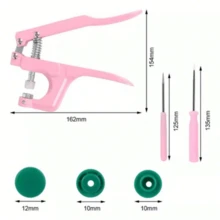 3-In-1 Pliers For Sewing Snap Buttons, Plastic, Metal, Ritas And Eyelets - Pink Matrix With 200 Clothing Buttons - 粉色 - 查看 9