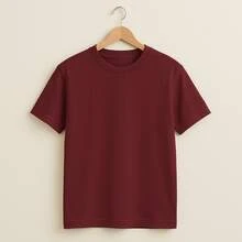 KIT 5 Basic Plain T-Shirts 100% Cotton 30.1 Unisex - 勃根地酒紅+勃根地酒紅+藏青色+藏青色+軍綠色 - 查看 4