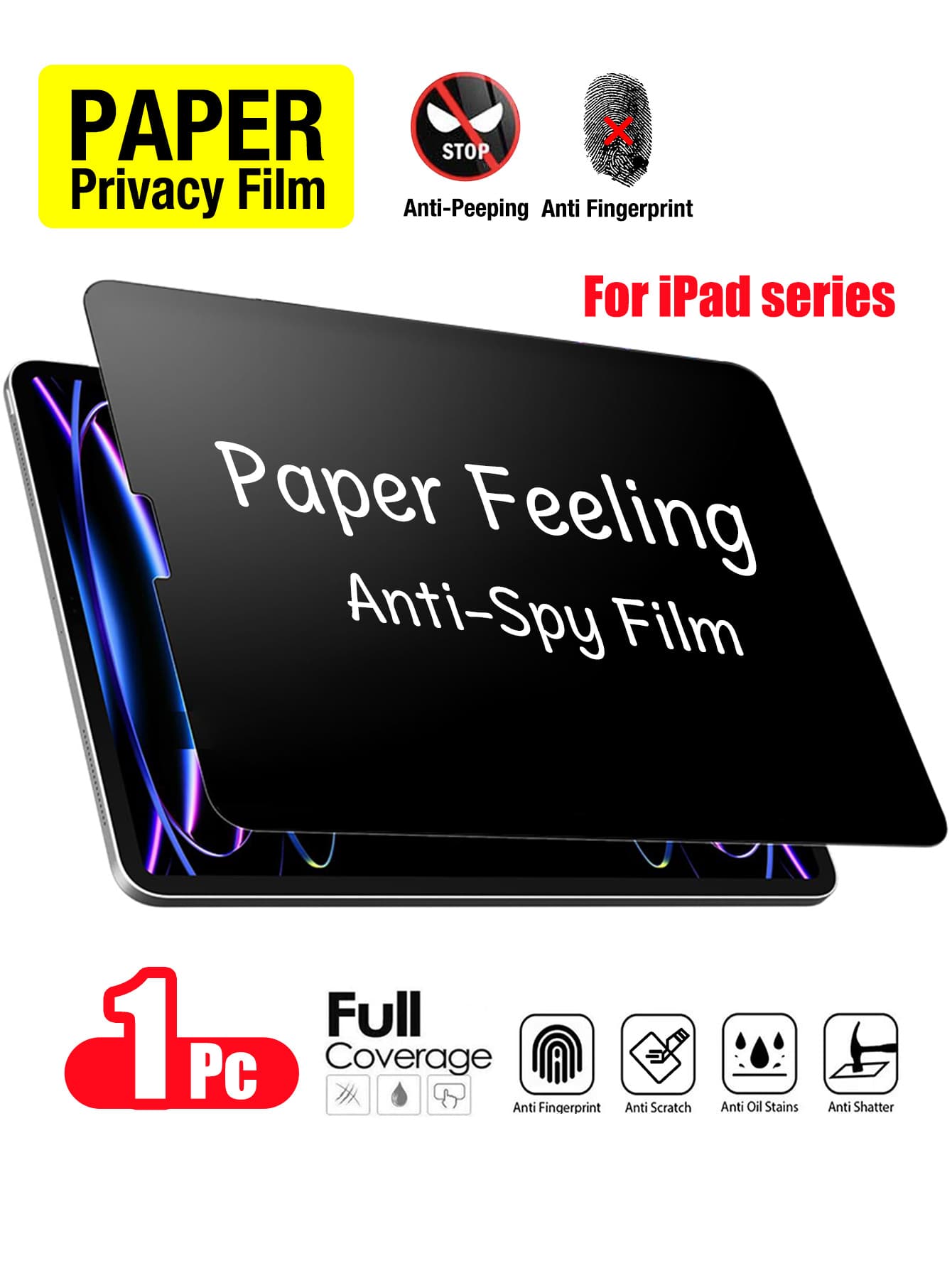 适用于 iPad 2022/10（10.9 英寸）的隐私屏幕保护膜，柔软 PET 薄膜防窥，也适用于 iPad 2025/11（11 英寸），磨砂防窥高灵敏度无气泡，防刮擦，防震，防指纹，兼容 Apple iPad mini/Air