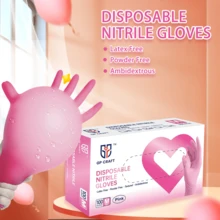 Pink Disposable Gloves, 3.5 Mil, For Office And Professional Use, Pink Industrial Disposable Gloves, Also Suitable For Cleaning Gloves. - 粉色 - 查看 2