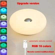 1 件卧室床头灯；USB 充电/氛围灯/甜甜圈/RGB 型号带遥控器；适用于客厅/卧室/床边/餐厅（由抗冲击的塑料 ABS 材料制成）