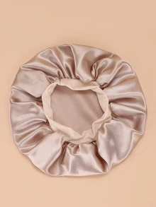 Proteja su cabello mientras duerme: Gorro rosa jumbo de satén reutilizable con banda elástica ancha - gorro de seda de satén - Caqui - Ver 2