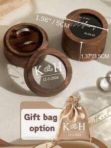 1pc Customized Valentine's Day Wooden Ring Box With Transparent Acrylic Cover, Can Be Used As Earring Box, Double Slot Ring Holder, Velvet Lining, Multiple Colors, Designs And Styles Available, Personalized Engagement Ring Box, Elegant Bridal Gift, Perfect For Storage And Display, Ideal For Proposals, Engagements, Weddings, Anniversaries, Valentine's Day, Mother's Day - Multicolor - View 7