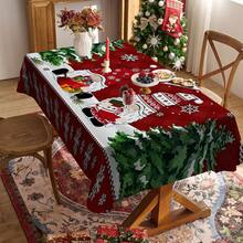 1/20 Stücke Weihnachtstischdecke, Weihnachts-Zwerg und Schneeflocken Design Tischdecke - maschinell hergestellt aus Polyester, rechteckige festliche Dekoration, geeignet für Familienfeiern, Küchen und Feiertags-Zusammenkünfte, pflegeleichter Stoff, Weihnachtstischdekoration, Heimdekoration - Verschiedenfarbig - Übersicht 13