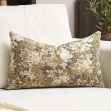Poszewka na poduszkę dekoracyjną w stylu vintage w amerykańskim stylu kwiatowym, w stylu rustykalnym, odpowiednia do salonu, sypialni, na każdą porę roku, może być również prezentem (wkładka nie jest dołączona) - Beżowy - Zobacz 6