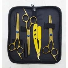 Kit Of 3 Professional Razor Thinning Scissors For Hairdressers/Barbers - Gold - View 1