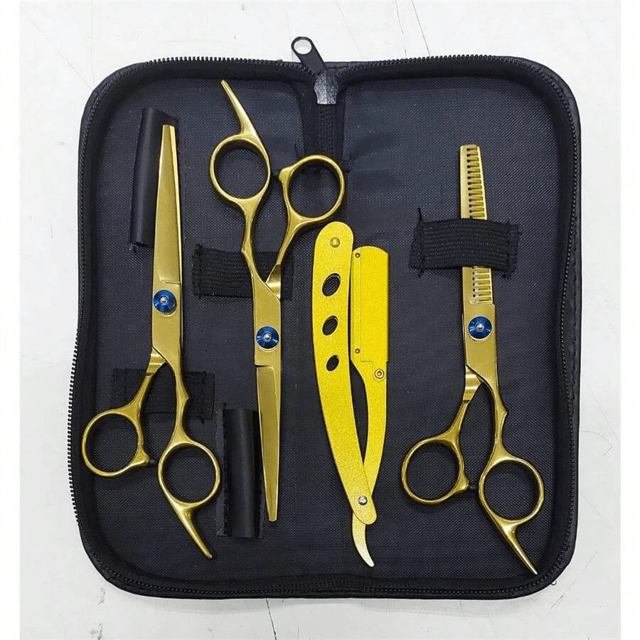 Kit Of 3 Professional Razor Thinning Scissors For Hairdressers/Barbers - Gold - View 1
