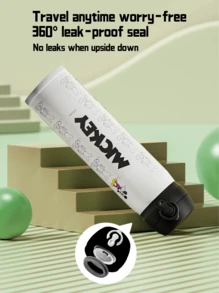 500 Ml Insulated Water Bottle, Leak-Locking Flip Cap, Vacuum Wall Keeps Beverages Hot Or Cold For Hours, High-Quality Stainless Steel Interior, Classic Print, Slim Base Slides Into Car Holders & Backpack Pockets, Ideal For School, Gym, Office, Travel, Gift-Ready For Fans - Mickey-white - View 4