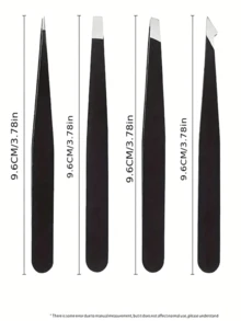 4Pcs Precision Tweezers Set For Eyebrows, Professional Stainless Steel Tweezers For Eyebrows - Great Precision For Facial Hair, Splinter And Ingrown Hair Removal Eyebrow Trimmers Hair Removal, Face Hair Removal, Hair Trimmer, Hair Trimmer, Barber Supplies, Haircut, Bag, Organizer, Storage, Hair Accessories - Black - View 3