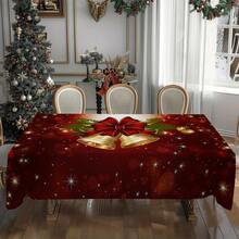 1/20 piezas Mantel de Navidad, Mantel con hermoso patrón de campanas y lazos, Mantel de invierno, Mantel rectangular, Adecuado para fiestas temáticas, Decoración del hogar, Apto para uso interior y exterior, Decoración navideña, Regalo de Año Nuevo, Alta calidad - Multicolor - Ver 8