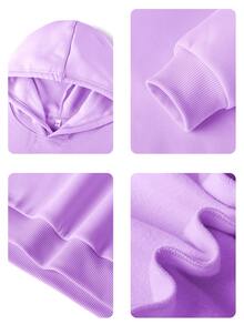 Áo nỉ dài tay in họa tiết phong cách thường ngày cho bé gái tuổi teen, chất liệu dày dặn, kiểu dáng rùa biển ngộ nghĩnh, có mũ trùm đầu, thích hợp mặc hàng ngày, mùa thu/đông. - Màu tím - Xem 8