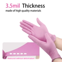 Pink Disposable Gloves, 3.5 Mil, For Office And Professional Use, Pink Industrial Disposable Gloves, Also Suitable For Cleaning Gloves. - 粉色 - 查看 8