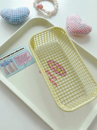 Coș de depozitare din sârmă metalică, organizator de birou în stil nordic, cutie de depozitare din plasă multifuncțională pentru papetărie, bandă Washi, cosmetice, gustări, rechizite de birou, bucătărie, baie, dormitor, organizator de obiecte mici