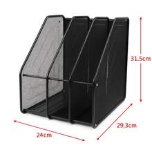 Archivador Revistero Metálico – 2/3/4 Secciones, Color Negro o Plateado, Organizador de Revistas, Documentos y Carpetas, Diseño de Malla Resistente para Oficina y Hogar - Negro - Ver 1