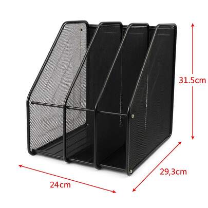 Archivador Revistero Metálico – 2/3/4 Secciones, Color Negro o Plateado, Organizador de Revistas, Documentos y Carpetas, Diseño de Malla Resistente para Oficina y Hogar