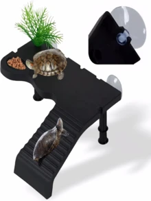 1pc Black Climbing Platform For Tortoise, Tortoise Terrarium, Basking Ramp, Shelter, Resting Ladder And Floating Platform