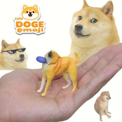 Funny Shiba Inu Emoji Figurine, Cute Animal Model Decor, Desktop Ornament, PC Case Accessory, Small Gift, Collectible, Halloween & Christmas Gift