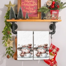 2/4 pièces Serviettes à vaisselle imprimées bonhomme de neige, cadeaux de Noël, décorations de Noël, serviettes microfibre super absorbantes et modernes pour la cuisine, la cuisson, la vaisselle, le nettoyage, les serviettes de toilette, la décoration de cuisine, cadeaux pour les voisins, les mamans, les anniversaires, les pendaisons de crémaillère pour les amis, les essentiels de cuisine, les nécessités quotidiennes