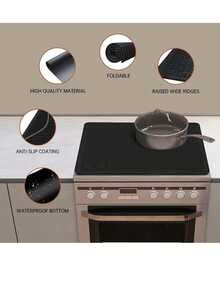 28 x 20 硅胶炉灶垫 - 陶瓷炉灶保护垫，耐热玻璃炉灶垫，厨房沥水垫 - 黑/灰 - 查看 9