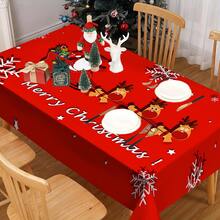 1/20 pièces Nappe de Noël, Nappe avec motif de renne tirant le Père Noël, Nappe d'hiver, Nappe rectangulaire, Convient pour les fêtes à thème, la décoration de la maison, l'utilisation intérieure et extérieure, la décoration de Noël, cadeau de Nouvel An, haute qualité