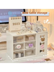 1 pieza Caja de almacenamiento con múltiples compartimentos de gran capacidad, organizador de escritorio con cajones, adecuado para el almacenamiento en el escritorio del hogar