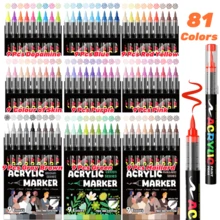 Markery akrylowe, pisaki akrylowe z miękką końcówką pędzla, markery z automatyczną kontrolą tuszu, do malowania skał, jajek, drewna, szkła, papieru, kubków, do majsterkowania, artykuły artystyczne