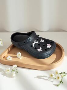 新款女式可爱熊镂空凉鞋，简约透气室内户外轻便百搭一脚蹬凉鞋