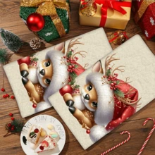 2/4 Pcs Deer Pattern Printed Dish Towels, Christmas Gifts, Christmas Decorations, Super Absorbent Microfiber Modern Towels For Cooking, Baking, Washing Dishes, Cleaning, Hand Towels, Kitchen Decor, Gifts For Neighbors, Mothers, Friends, Housewarming