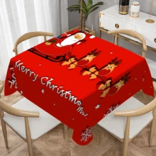 1/20 pièces Nappe de Noël, Nappe avec motif de renne tirant le Père Noël, Nappe d'hiver, Nappe rectangulaire, Convient pour les fêtes à thème, la décoration de la maison, l'utilisation intérieure et extérieure, la décoration de Noël, cadeau de Nouvel An, haute qualité