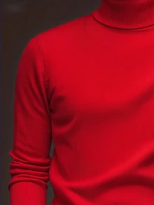 Men's Regular Shoulder Long Sleeve High Neck Sweater, Versatile For Daily Wear Knitted Pullover