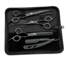 Kit Of 3 Professional Razor Thinning Scissors For Hairdressers/Barbers - 黑色 - 查看 1