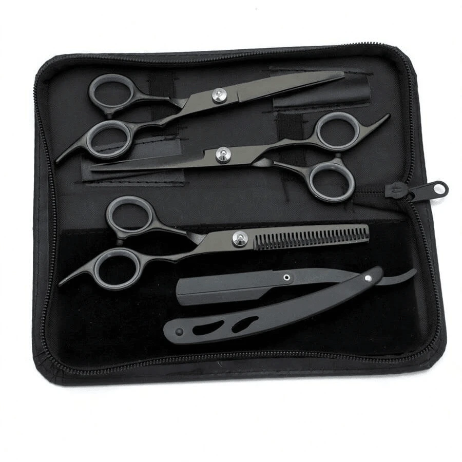 Kit Of 3 Professional Razor Thinning Scissors For Hairdressers/Barbers - 黑色 - 查看 1