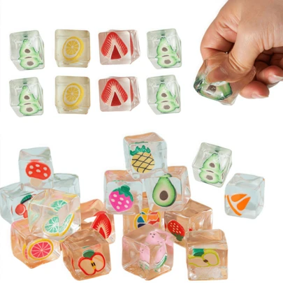 1/5/10/20/30/48pcsFruit Ice Cubes Cube Squeeze For Stress Relief Toy ,TPR Soft Stretchy Toys,Anxiety Relief Items Squeeze,Throw Fidget,Soft Silky Silicone Material,Anti-Stress Squeeze Toy,Relieve Anxiety,Perfect Stress Reliever,Essential Toy For Relaxation,Suitable For Birthday,Party,Soft ,Gift Bag Stuffing,Pinata Stuffing,Goodie Bag Stuffing(Random Colors And Styles)