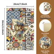 ​​Custom Sicilian Angel Metal Tin Sign - Personalized Text/Photo Vintage Wall Art With UV Coating, Pre-Drilled Holes For Home Bar Cafe Decor (8x12 Inch)​