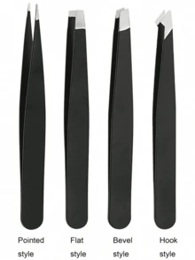 4Pcs Precision Tweezers Set For Eyebrows, Professional Stainless Steel Tweezers For Eyebrows - Great Precision For Facial Hair, Splinter And Ingrown Hair Removal Eyebrow Trimmers Hair Removal, Face Hair Removal, Hair Trimmer, Hair Trimmer, Barber Supplies, Haircut, Bag, Organizer, Storage, Hair Accessories - 黑色 - 查看 9