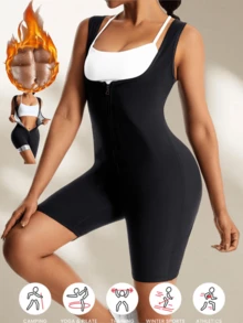 1 pieza Traje de sauna de sudoración para fitness y yoga para mujeres, chaleco de sudoración para entrenamiento, mono de compresión de ajuste ceñido, ligero para el verano