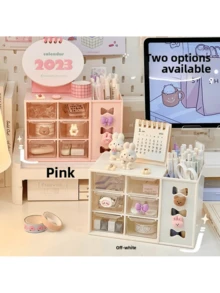 1 pieza Caja de almacenamiento con múltiples compartimentos de gran capacidad, organizador de escritorio con cajones, adecuado para el almacenamiento en el escritorio del hogar