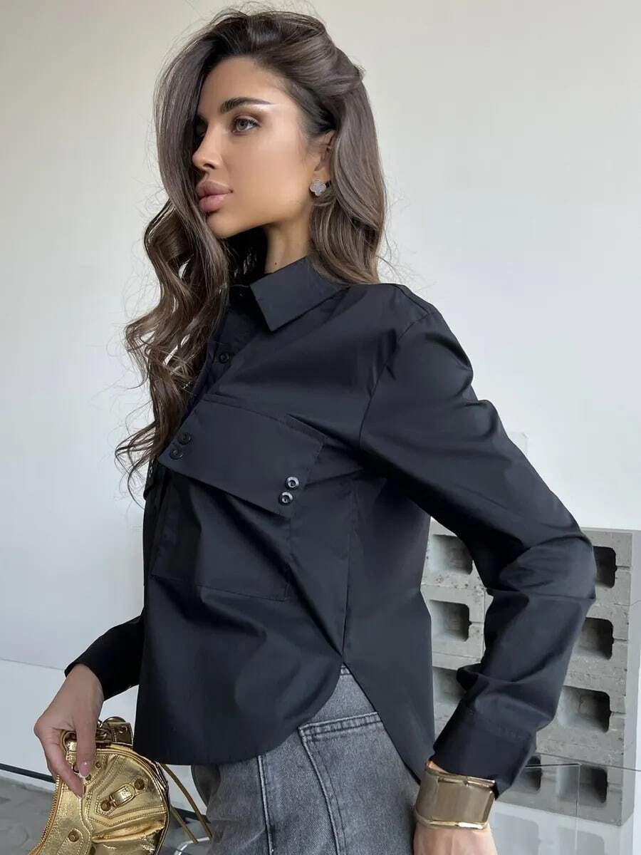 Women's Solid Color Front Button Casual/Work Shirt