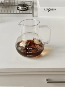 1pc创意高端浓缩咖啡壶圆底设计日式玻璃奶壶手冲咖啡分享壶玻璃咖啡壶 - 透明 - 查看 12