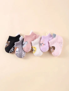 6 Pasang Kaos Kaki Bayi Gel Anti Selip, Kaos Kaki Anak Bergambar Kartun Lucu. - MultiWarna - View 6